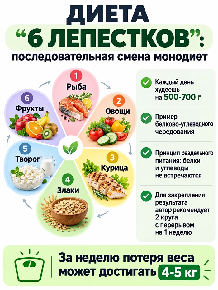 диета 6 лепестков примерное меню на каждый день