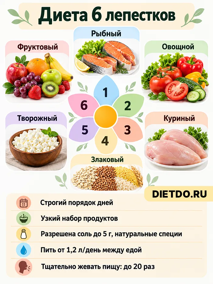 диета 6 лепестков примерное меню на каждый день